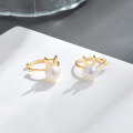 wholesale 14K Gold Plated 925 Sterling Silver with Natural Freshwater Pearl Korean Style Cute Bunny Girl Ear Climber-0-1
