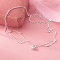 wholesale S925 Silver Fresh and Sweet Ins Style Niche Design Exquisite Double-layer Heart Square Necklace Y0218-0-3