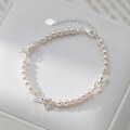 wholesale S925 Sterling Silver Sweet Girly Bow Domestic Bead Bracelet Princess Style Chaebol Heiress Bangle S7313-0-0