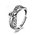 wholesale S925 Sterling Silver Korean Dongdaemun Chain Link Cross Irregular Niche Design Open Ring-0-4