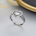 wholesale S925 Sterling Silver Double Layer Twist Edge Large and Small Heart Ring, Ins Korean Japanese Minimalist Elegant Lady Index Finger Ring-0-0