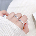 wholesale S925 sterling silver four-pointed star couple rings, minimalist unisex small design open-ended rings for Valentine's Day gift-0-1