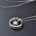 wholesale S925 sterling silver diamond-inlaid eight-pointed star necklace for women, Korean fashion cubic zirconia pendant, hollow-out choker-0-3