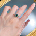 wholesale S925 silver jewelry live stream Xiaohongshu style 7*9 emerald simulated diamond ring, fashionable and versatile-0-4
