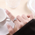 Sterling Silver Cubic Zirconia Square Solitaire Ring, Valentine's Gift-0-4