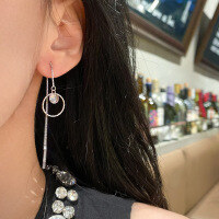 wholesale S925 Sterling Silver Fashionable and Elegant Round Diamond-Inlaid Sweet Long Drop Earrings for Women E2650-S925 silver pair 925 silver