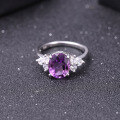 wholesale S925 Silver Light Luxury High-End Natural Gemstone Ring, Fashionably Elegant Set with Amethyst-0-1