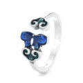 wholesale S990 Silver Vintage Creative Enamel Drip Glaze Small Fresh Butterfly Adjustable Ring Versatile Index Finger Ring-0-6