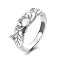 wholesale S925 Silver Retro Matte Natural Style Lotus Creative Design Fashion Elegant Openable Ring-0-6