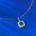 wholesale S925 Silver New Retro Pendant Simulated Emerald Cut 7*7 Versatile Women's Jewelry Live by Zhuozhifan-0-3