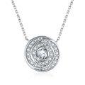 wholesale 925 Sterling Silver Time Diamond Dial Zircon Necklace for Women, Designed with a Sense of European and American Fashion, Large Brand Circular Pendant Collarbone Chain-0-0