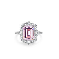 wholesale S925 Sterling Silver Pink Diamond Ring for Women, Irregular Exaggerated Luxury European and American Style Direct from Manufacturer, Non-Fading-Pink Diamond-CBJZ029 No. 6