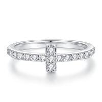 wholesale S925 Sterling Silver T-Shaped Stacking Ring with Full-Circle Diamonds, Ins Style, Minimalist and Versatile, Popular Wholesale for Cross-Border European and American Markets-R1400>8