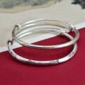 wholesale 9999 Silver Lazy Kitten Gold-Traced Antique-Style Bracelet, Cute and Sweet Simple Student Adjustable Bangle-0-1