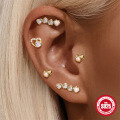 wholesale S925 Sterling Silver with Advanced Inlaid Diamond Opal Australian Gemstone Love Ear Studs, Korean Style Small and Unique Design-0-1