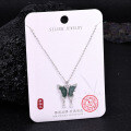 Metal Alloy Crystal Butterfly Necklace and Earring Set-0-6