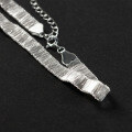 wholesale S925 Sterling Silver Wide Flat Wire Handmade Necklace Korean Minimalist Ins Style Small Pendant Necklace Y01175-0-3