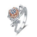 wholesale 925 Sterling Silver Plated Rose Gold & White Gold 05ct Moissanite Rose Flower Ring for Women-0-4
