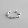 wholesale S925 Sterling Silver Korean Style Fashionable Handmade Fine Wire with Small Beads Open Joint Tail Ring-0-1