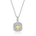 wholesale S925 Sterling Silver Plated European and American New Geometric Yellow High-Carbon Diamond Pendant Collarbone Chain with Simulated Diamond Necklace for Wholesale-0-5
