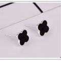 wholesale S925 Sterling Silver Four-Leaf Clover Epoxy Resin Stud Earrings for Women, Minimalist and Luxurious, Unique and Elegant, New Design Ear Jewelry Gift-0-1
