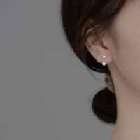 wholesale S925 silver small and delicate diamond-set synthetic pearl earrings, elegant Korean-style earrings for women M01209-S925 silver pair silver>925 silver