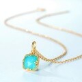wholesale S925 sterling silver wholesale necklace with autumn/winter new Japanese-Korean lightweight luxury style minimalist geometric amazonite pendant-0-3