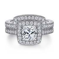 wholesale 925 Silver European and American Fashion Engagement Index Finger Ring Set with Zircon, Pure Silver Stacking Rings for Women, Wholesale from Manufacturers-Ring Set US Size 8#