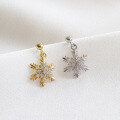 wholesale S925 Sterling Silver ET229 Korean Style Snowflake Earrings with Micro-Paved Zirconia, Light Luxury and Premium Feel-0-1