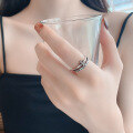 wholesale S925 Sterling Silver Retro Thai Silver Korean Dongdaemun Cross Ring Punk Style Trendy Index Finger Ring for Women-0-2