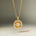 wholesale 18K gold-plated ancient method gold Shuibei same style small compass pendant necklace with diamondsand gold, same as gold store style-0-0