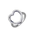 wholesale 925 Silver White Gold Openwork Heart-shaped Ring with Surrounding Accents, Petite and Elegant, Cross-border Live Streaming-0-4