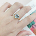 wholesale S925 Sterling Silver Ins Style Ring with 175/2ct Natural Topaz Crystal Sugar Cube Gemstone-0-4