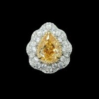 wholesale 925 Silver Gold-Plated Ring with High-Carbon Diamond Ice Flower Iridescent Yellow Teardrop Shape, Small and Exquisite, Versatile Jewelry for Women-Vivid Yellow  140 catties or less US size 9 (Hong Kong size 17-18, EU size 60, ring length approximately 60mm)