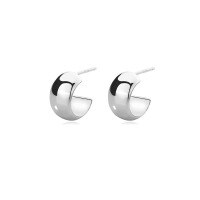 wholesale 925 Sterling Silver Cold Minimalist Style Vintage Summer Earrings,ins Circle Twistear Cuff For Women-E2474-White Gold 925 Silver