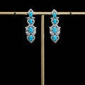 wholesale 925 Silver Gold-Plated Earrings with High-Carbon Diamonds, Blue Turquoise, and Oval-Cut Art Deco Decoration, Exquisite Jewelry for Women-0-2