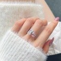 wholesale S925 Sterling Silver European and American Cross-Border New Women's Ring with Pink Diamond, Heart, Teardrop, and Geometric Series Open Adjustable Ring for Women-0-1
