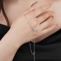 wholesale S925 Sterling Silver Fashionable Small Sugar Cube Diamond Necklace, Niche Design, Light Luxury Versatile Princess Collarbone Chain Jewelry-0-5