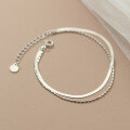 wholesale S925 Silver Double-Layer Flat Snake Chain Simple Bean Chain Elegant Summer Hand Accessory Wholesale S4875-0-3