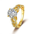 18K Gold Plated S925 Sterling Silver D Color Moissanite Classic Four-Claw Group Setting Ring Factory Direct-0-3