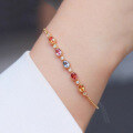 wholesale S925 sterling silver full-body colorful sapphire bracelet for women, exquisite, fashionable, elegant, and versatile for commuting and dating-0-0