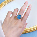 wholesale S925 Silver New Style 10*14 Rectangular Paraiba Color Ring for Women,ins-0-3