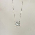 wholesale S925 Sterling Silver Princess-Cut Full-Zirconia Pendant Necklace, Small Square Ice Flower Zircon Classical Rose Collarbone Chain for Women, Light Luxury-0-3