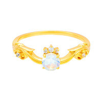 wholesale S925 Silver Plated 14K Gold Source Manufacturer Wholesale Moonstone Ring for Daily Wear Small Luxury Style-Moonstone Ring Size 6