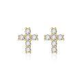 wholesale S925 Sterling Silver Cross Moissanite Stud Earrings for Men and Women, Rhodium-Plated, Hip-Hop Style, European and American Trendy-0-6
