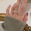 wholesale S925 Sterling Silver Korean Rice Bead Stringing Elastic Cord Design Women's Minimalist Niche Design Index Finger Ring-0-3