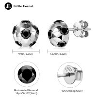 Sterling Silver Black Moissanite Football Stud Earrings Wholesale-Moissanite soccer earrings  925 silver