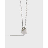 wholesale S925 Sterling Silver HXL205 Korean Version Minimalist Waterdrop-shaped Mini Student Necklace Accessory-Platinum 925 silver