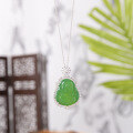 wholesale 925 Silver Inlaid New Jadeite Green Chalcedony Maitreya Buddha Pendant Necklace, Exquisite Jewelry from Douyin Live-0-3