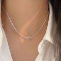 wholesale S925 Sterling Silver Minimalist Niche Design High-End White Chalcedony Necklace for Women, Luxurious Collarbone Chain-0-4